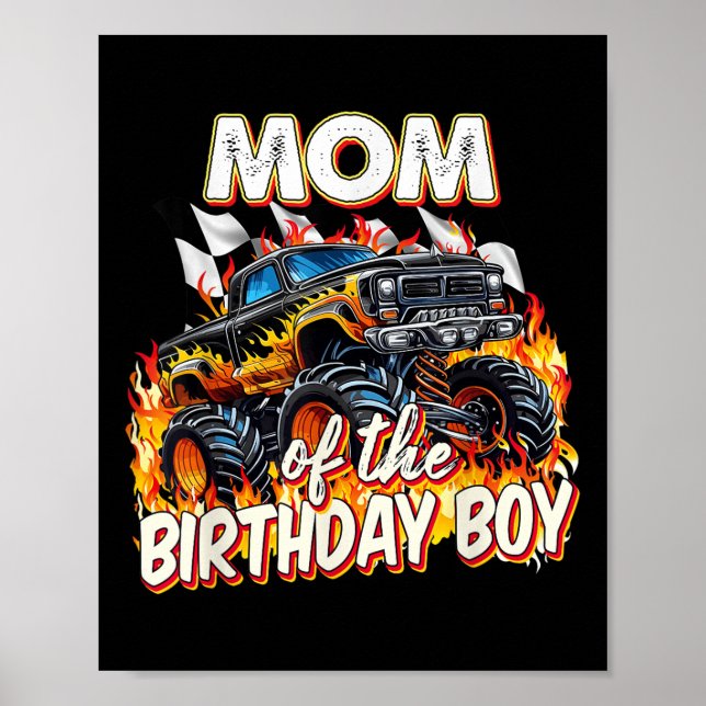 Affiche Maman De L'Anniversaire Garçon Monster Camion Anni (Devant)