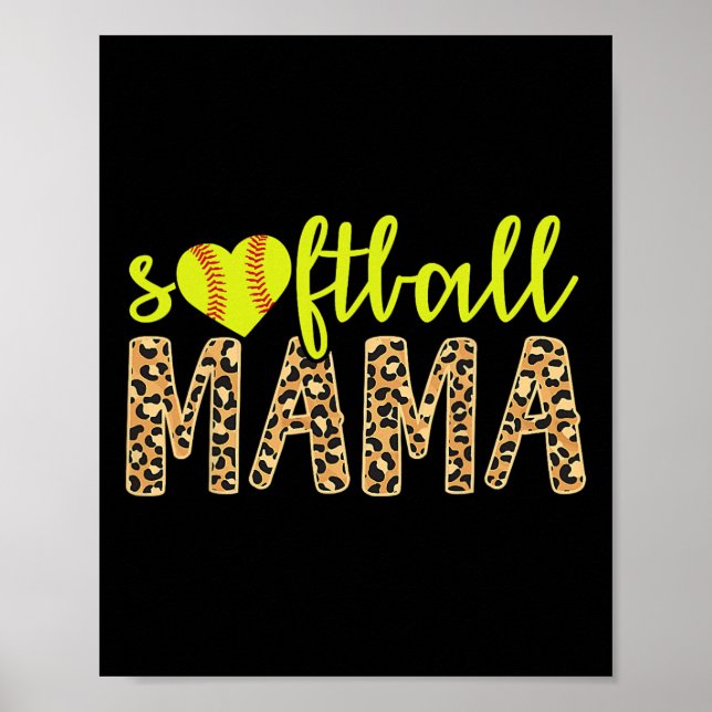Affiche Maman de softball Guépard mignon Fête des mères Sp (Devant)
