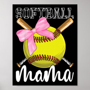 Affiche Maman de softball Nœud coquette de softball