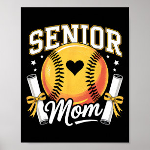 Affiche Maman de softball senior 2026 Diplômée Drôle Maman