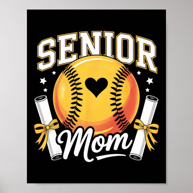 Affiche Maman de softball senior 2026 Diplômée Drôle Maman (Devant)