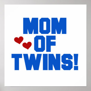 Affiche Maman de Twins Blue Text Cadfts