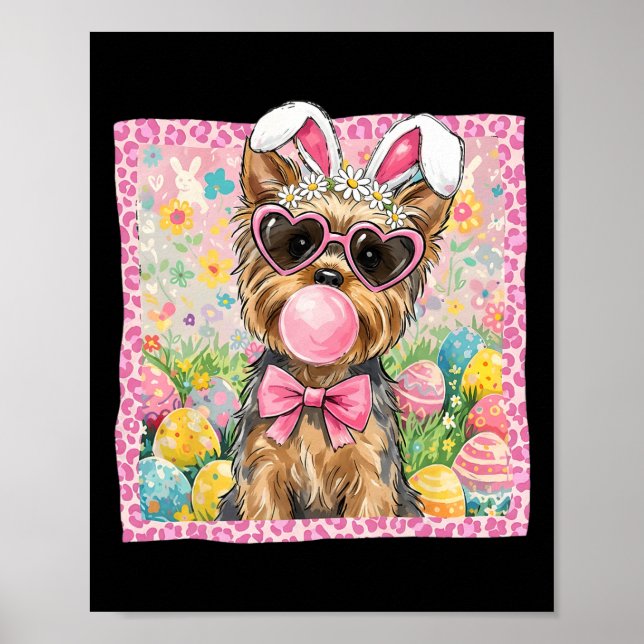 Affiche Maman de Yorkie Terrier de Pâques Lapin de printem (Devant)