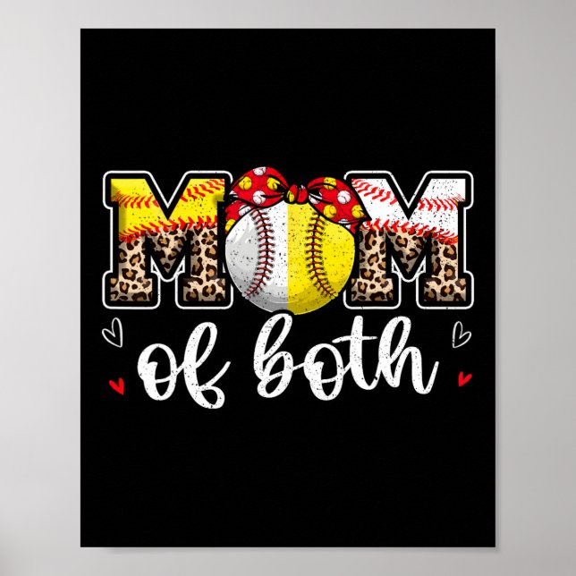 Affiche Maman Des Deux Leopard Jeu Jour De Baseball Softba (Devant)