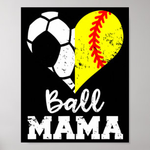 Affiche Maman drôle de football doux Maman