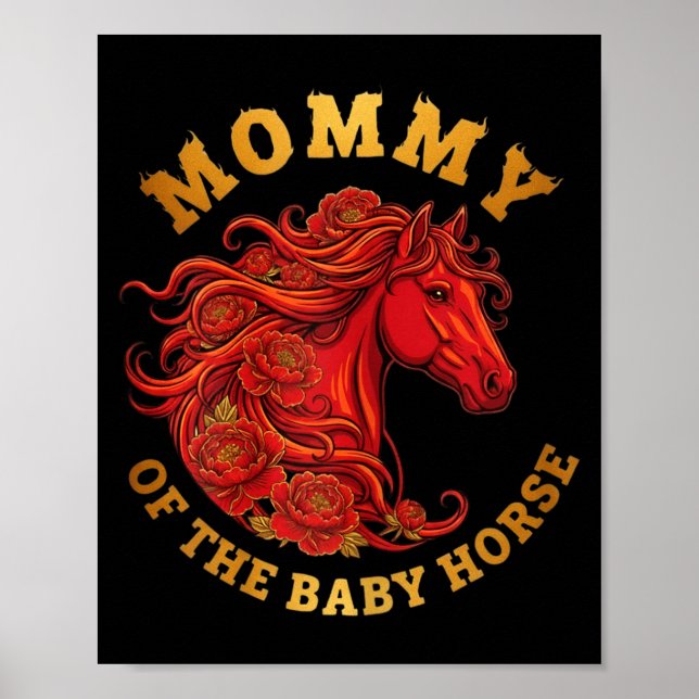 Affiche Maman du bébé cheval nouvel an chinois 2026 feu (Devant)