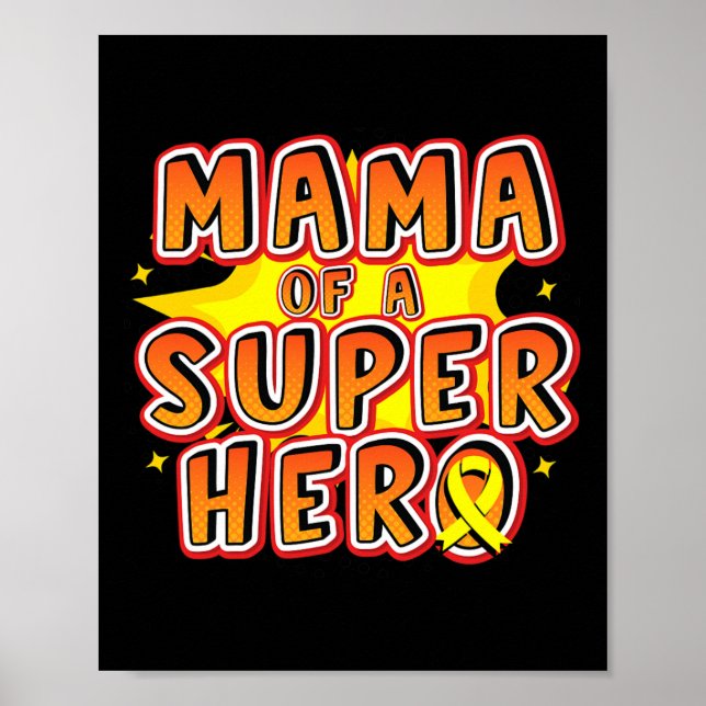 Affiche Maman Du Cancer De L'Enfance D'Un Ruban De La Fami (Devant)