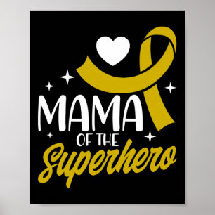 Affiche Maman Du Cancer De L'Enfance D'Un Ruban Superhéros