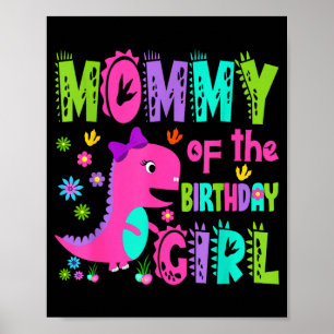 Affiche Maman du dinosaure saurus rex fille de la fête