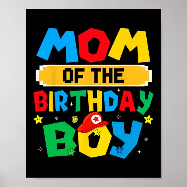 Affiche Maman du garçon d'anniversaire jeu vidéo de jeu co (Devant)