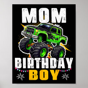 Affiche Maman du garçon du camion monstre de l'anniversair
