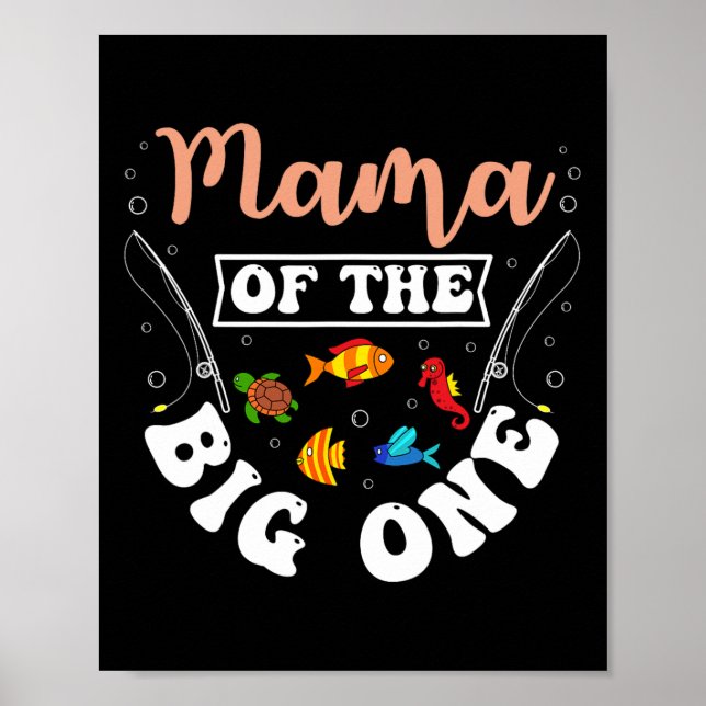 Affiche Maman du gros poisson d'anniversaire de fête de pê (Devant)