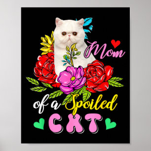 Affiche Maman d'un chat gâté mignon floral fête des mèresM