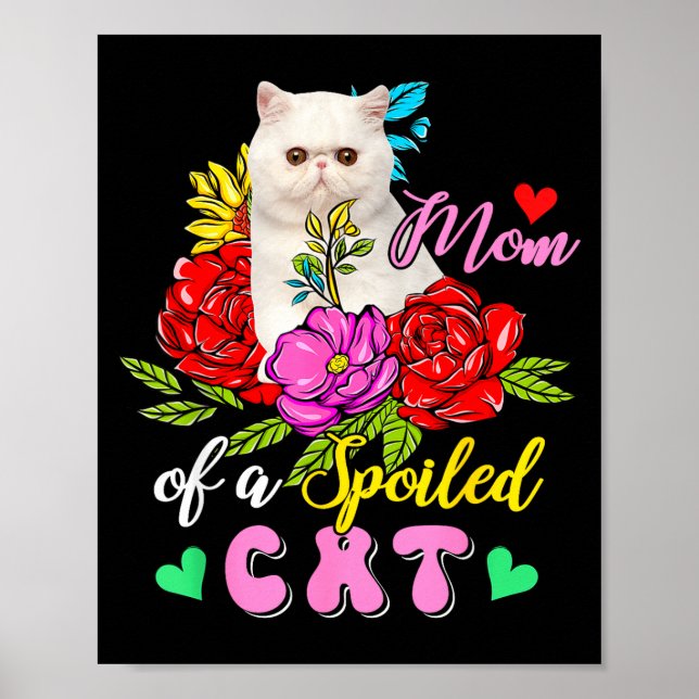 Affiche Maman d'un chat gâté mignon floral fête des mèresM (Devant)
