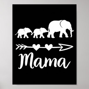 Affiche Maman éléphant 2 bébés enfants maman de deux mère
