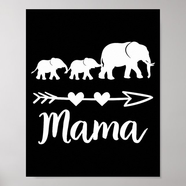 Affiche Maman éléphant 2 bébés enfants maman de deux mère  (Devant)