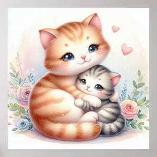 Affiche Maman et bébé chaton