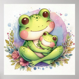 Affiche Maman et bébé grenouille