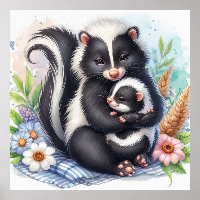 Affiche Maman et bébé mouffette (Devant)