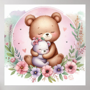 Affiche Maman et bébé ours