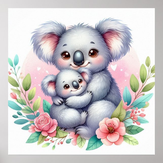 Affiche Maman et bébé Ours Koala (Devant)