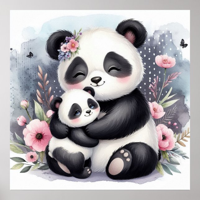 Affiche Maman et bébé Panda Bear (Devant)