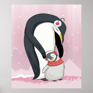 Affiche Maman Et Bébé Penguin   Cadeaux Pour Bébé