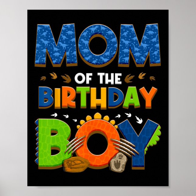 Affiche Maman Et Papa De L'Anniversaire Garçon Dinosaur Fa (Devant)