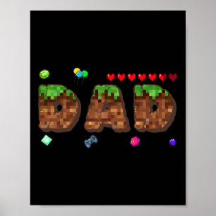Affiche Maman et papa du garçon d'anniversaire Pixel Game 
