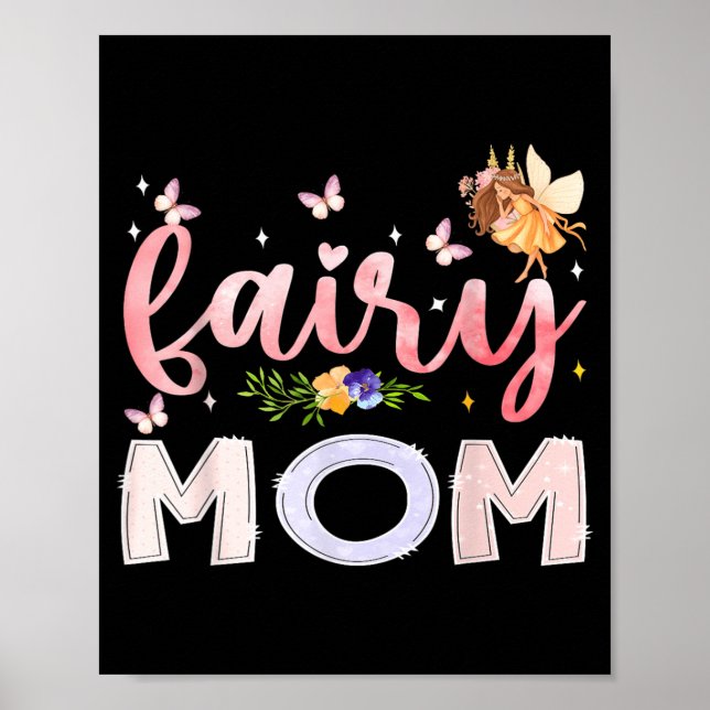 Affiche Maman Fée Fleur Magique Anniversaire Fille Conte d (Devant)