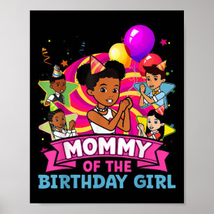 Affiche Maman Fille Anniversaire Fête Rose Poupée Famille