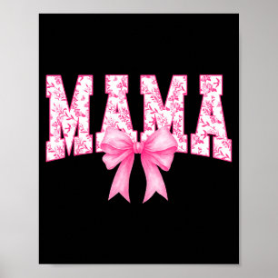 Affiche Maman floral toile rose aquarelle coquette noeud