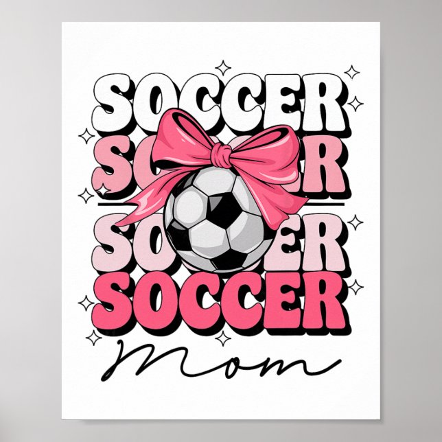 Affiche Maman Footballeuse Groovy Mère Coquette Nœud Footb (Devant)