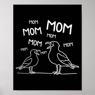 Affiche Maman Goéland Ligne Mince Art Drôle Maman Goélands