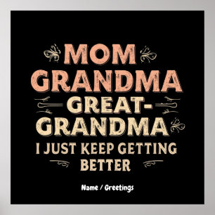 Affiche Maman, grand-mère, grand-mère, je continue à m'amé