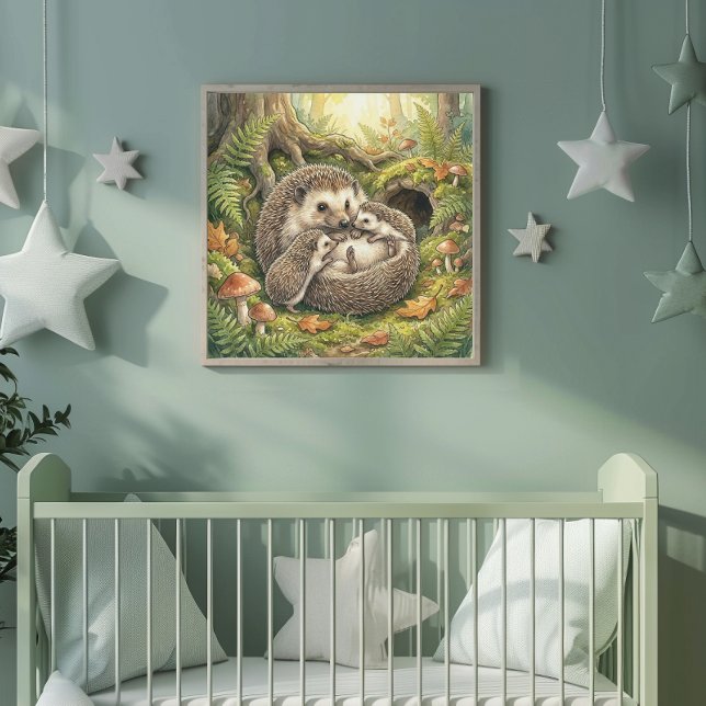 Affiche Maman Hérisson et sa Crèche de Bébés (Créateur téléchargé)