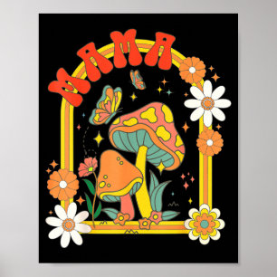 Affiche maman hippie groovy fleur des années 70 famille as