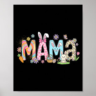 Affiche Maman lapin de Pâques floral printemps pour maman