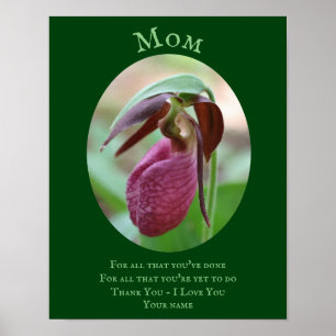 Affiche Maman Merci Aimer Pink Lady Slipper Personnalisé