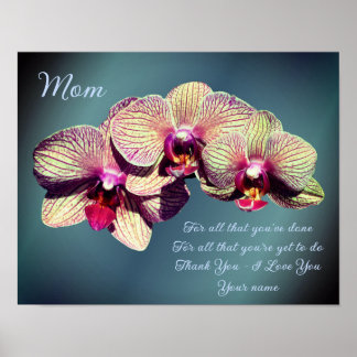 Affiche Maman Merci Amour Orchidée Trio Fleur Personnalisé