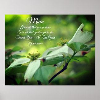 Affiche Maman Merci Love Dogwood Floral Personnalisé