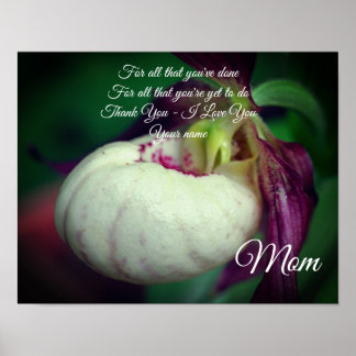 Affiche Maman Merci Love Lady Slipper Personnalisé