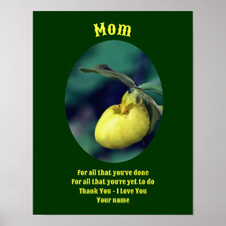 Affiche Maman Merci Love Lady Slipper Personnalisé