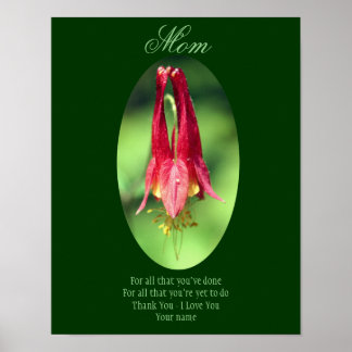 Affiche Maman Merci Vous aimez Columbine Personnalisé