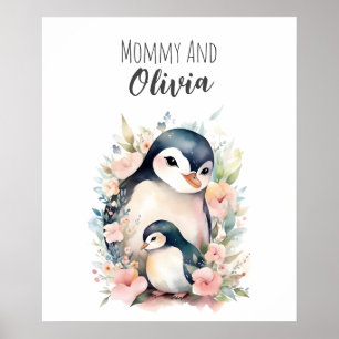 Affiche Maman & moi Pingouin Animal Nursery Art