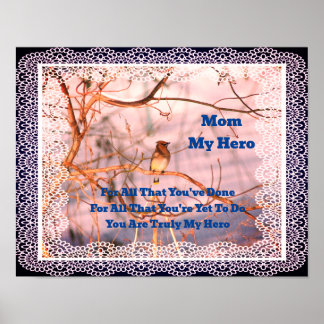 Affiche Maman Mon Héros Cèdre cirage Nature Personnalisée