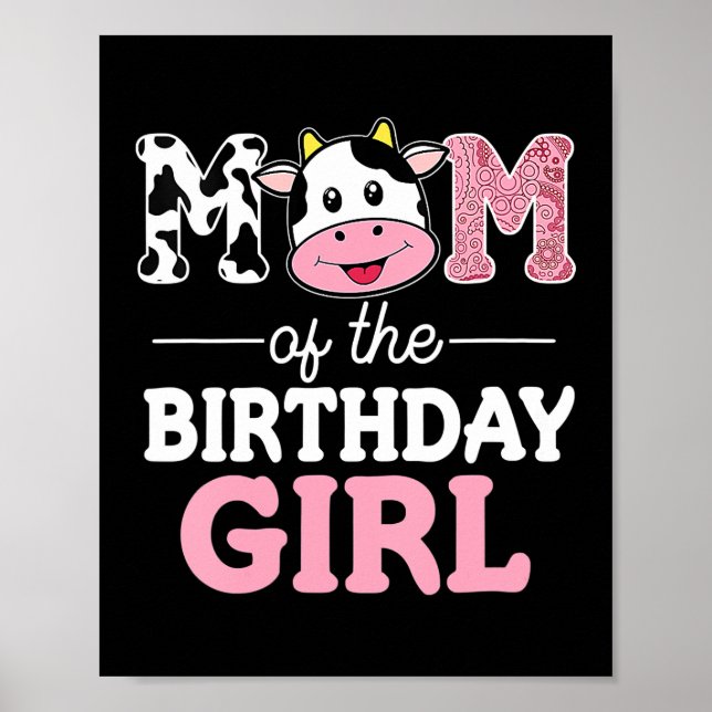 Affiche Maman of the Birthday Girl Farm Cow Maman Maman 1è (Devant)