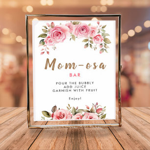 Affiche Maman-osa Bar C'est une fille ! Baby shower floral