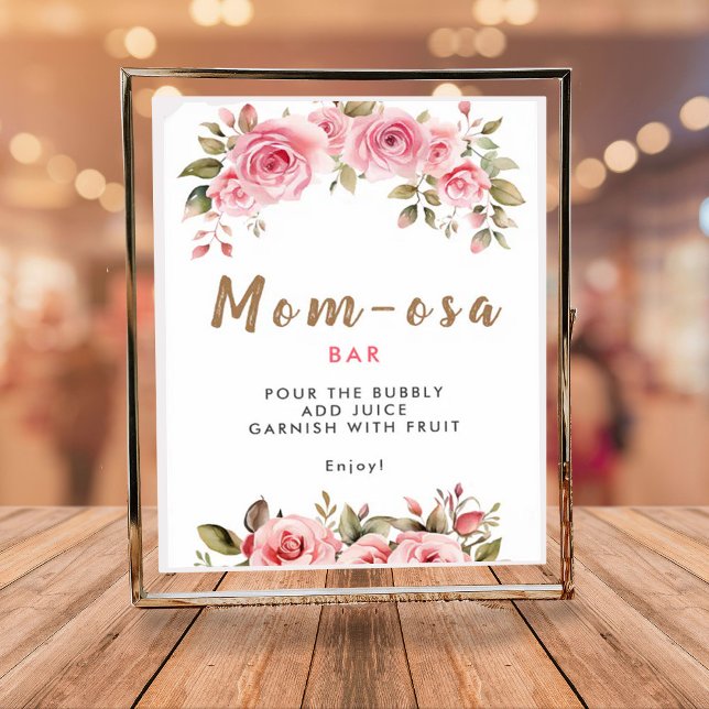 Affiche Maman-osa Bar C'est une fille ! Baby shower floral (Créateur téléchargé)