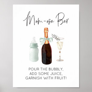 Affiche Maman-osa Bar Sign for Baby shower Green Sip & See